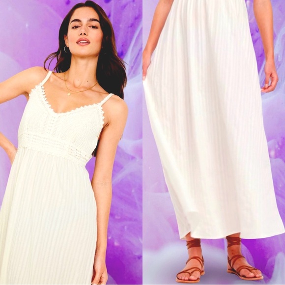 NWTS💓OLD NAVY THE OCCASION LG💓SEA SALT CROCHET BODICE FIT& FLARE MAXI SUNDRESS - Picture 1 of 16